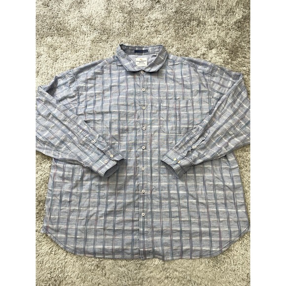 Tommy Bahama Jeans Shirt Mens 2XB Blue Plaid 100% Cotton Long Sleeve Casual - Picture 2 of 11
